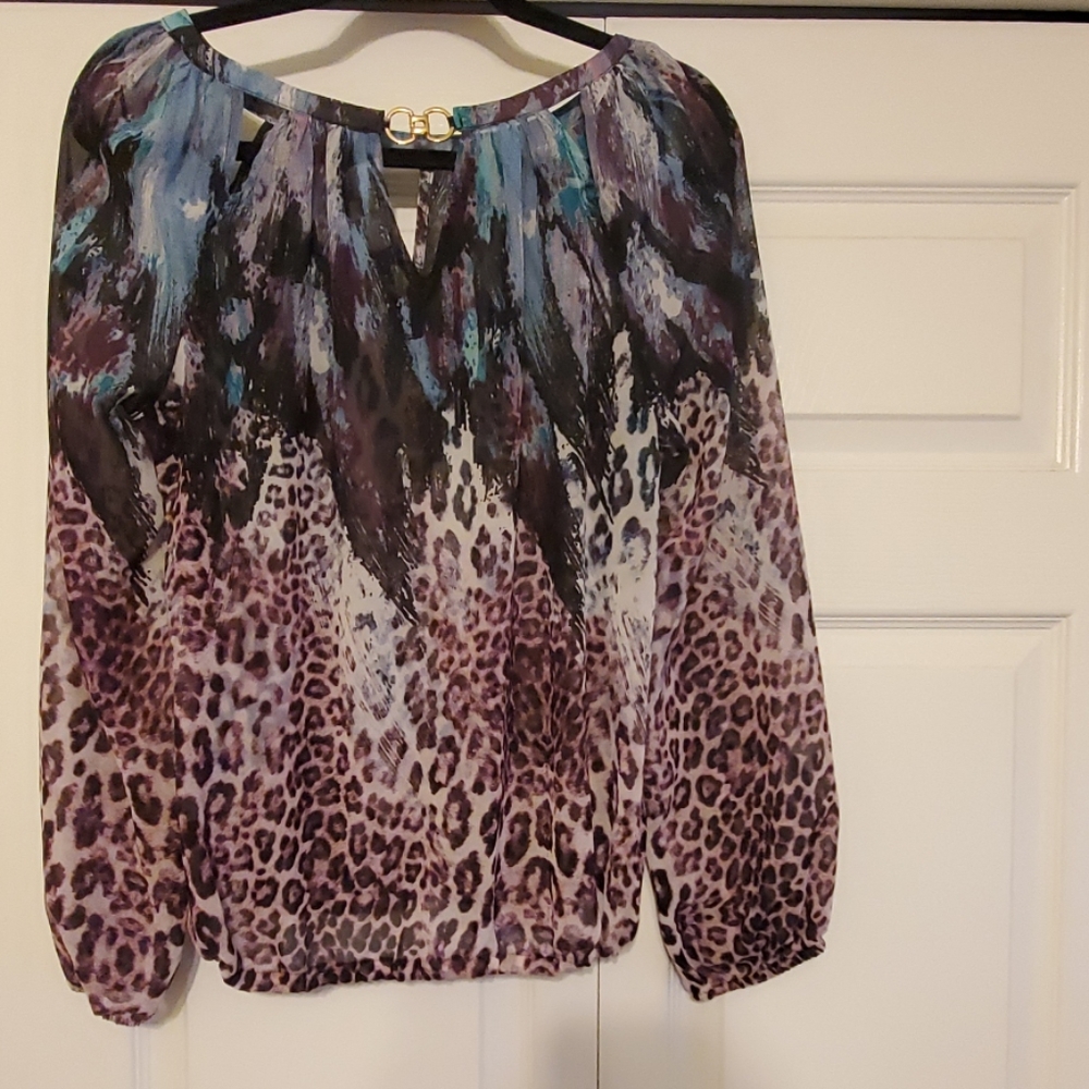 JLO PURPLE LEOPARD PRINT TOP - Picture 1 of 3